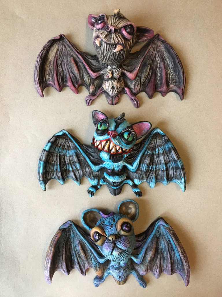 </br><p align="left"><strong><em>Bats</em></strong></br>7 x 11"</br>Ceramic, acrylic</br>$135 - $150</br><strong><a href="https://checkout.square.site/buy/5HBIGU7IVKIJIP7MSMSVKAOZ">PURCHASE</a></strong></p><br>